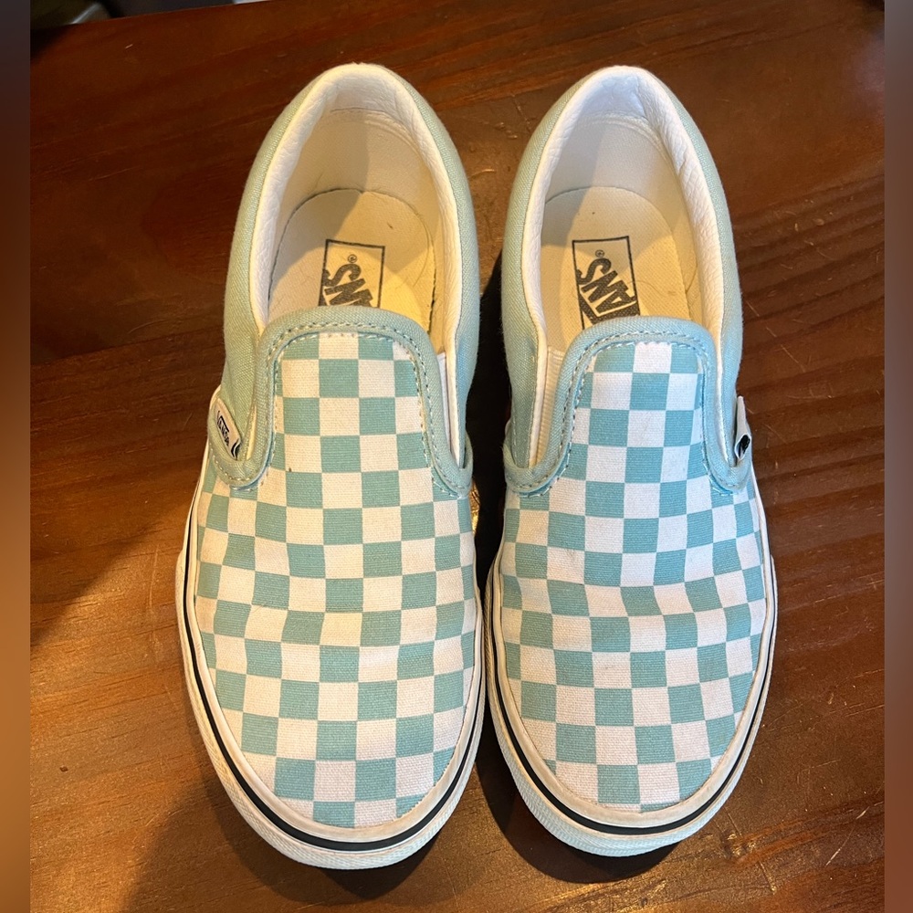 Kids size 3 blue/white checkered vans